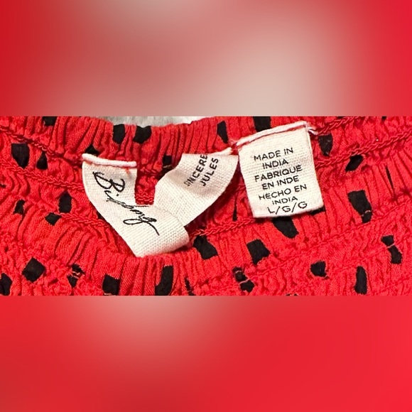 Sincerely Jules+Billabong Strappy Rio Red & Black Smocked Ruffle Hem Mini Dress - Picture 10 of 11